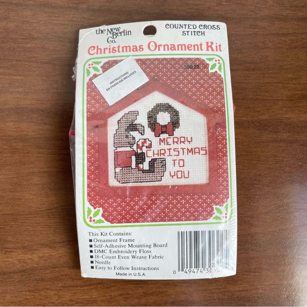 Vintage Counted Cross Stitch Christmas Ornament Kit